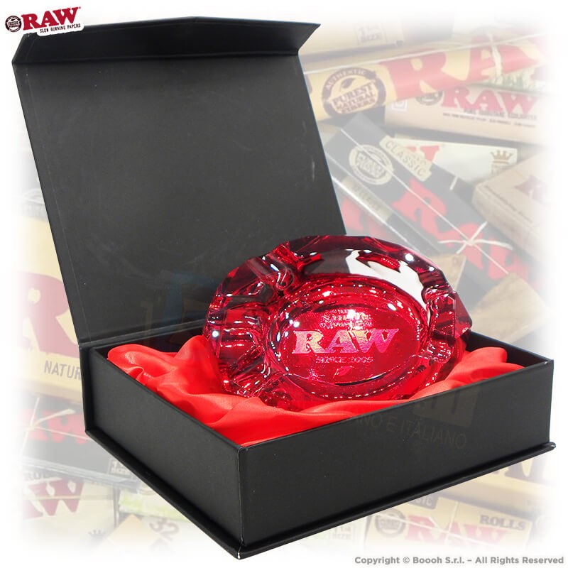 POSACENERE VETRO RAW RUBY