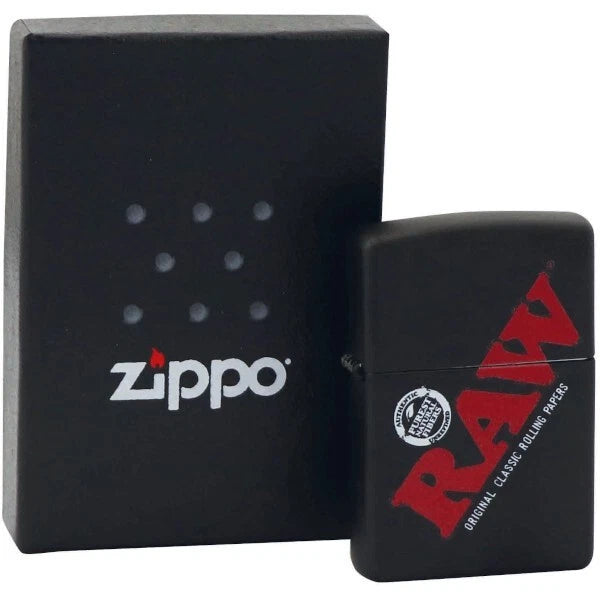 Raw Zippo Accendino  Nero Con Logo Rosso